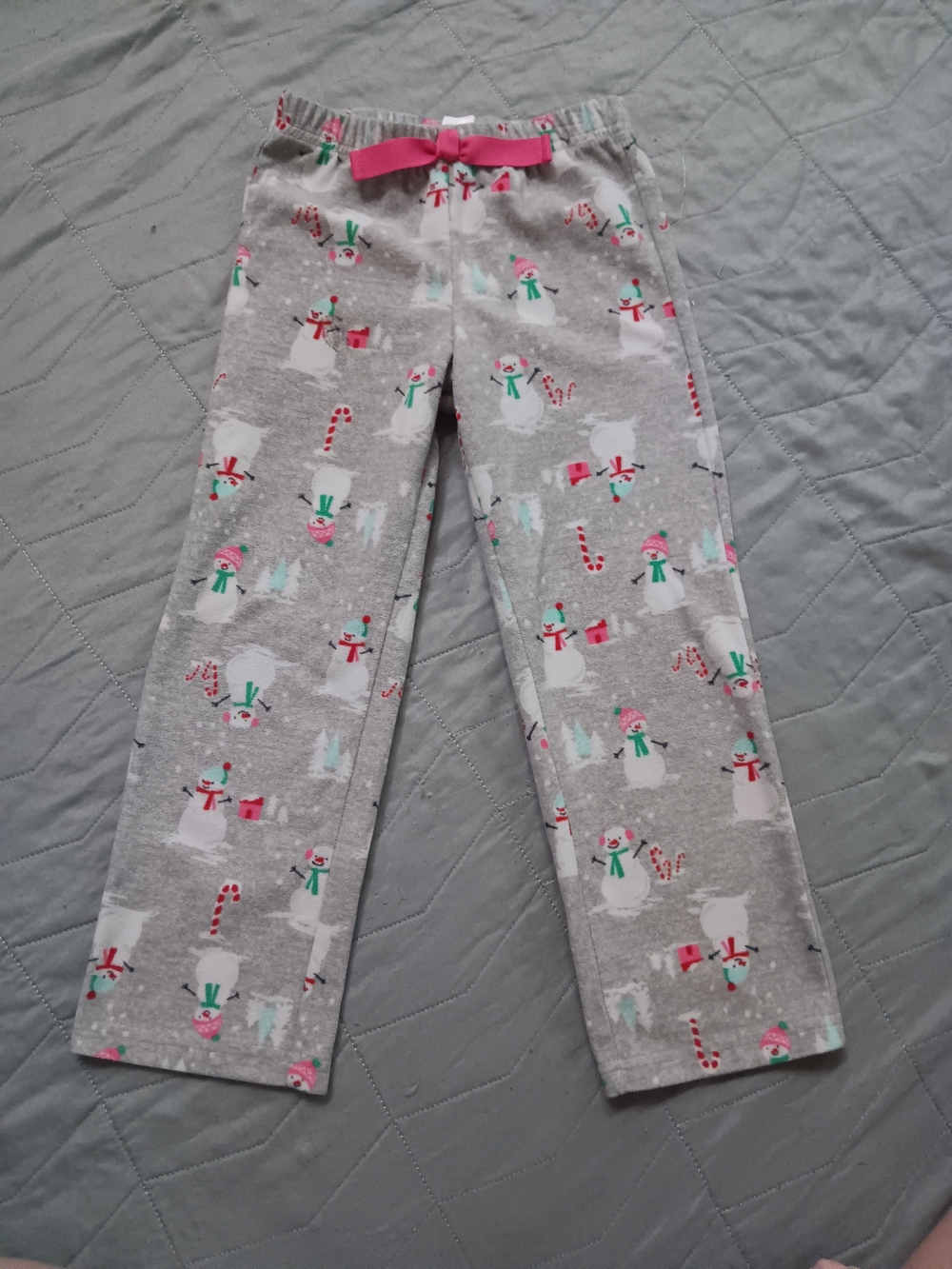 Carter's Gray Carters Snowman Print Pajama Pants with Pink Bow